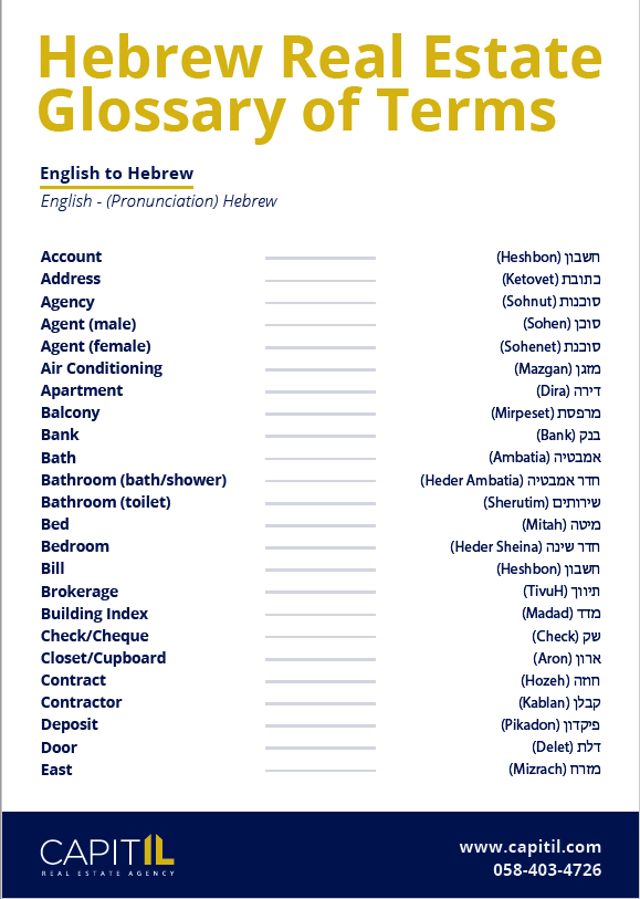 Hebrew-English Glossary of Property Terms Part 1