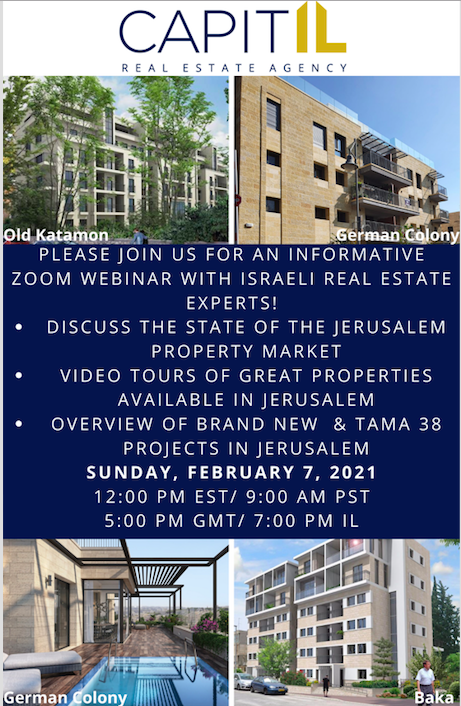 Zoom webinar on Jerusalem Real Estate